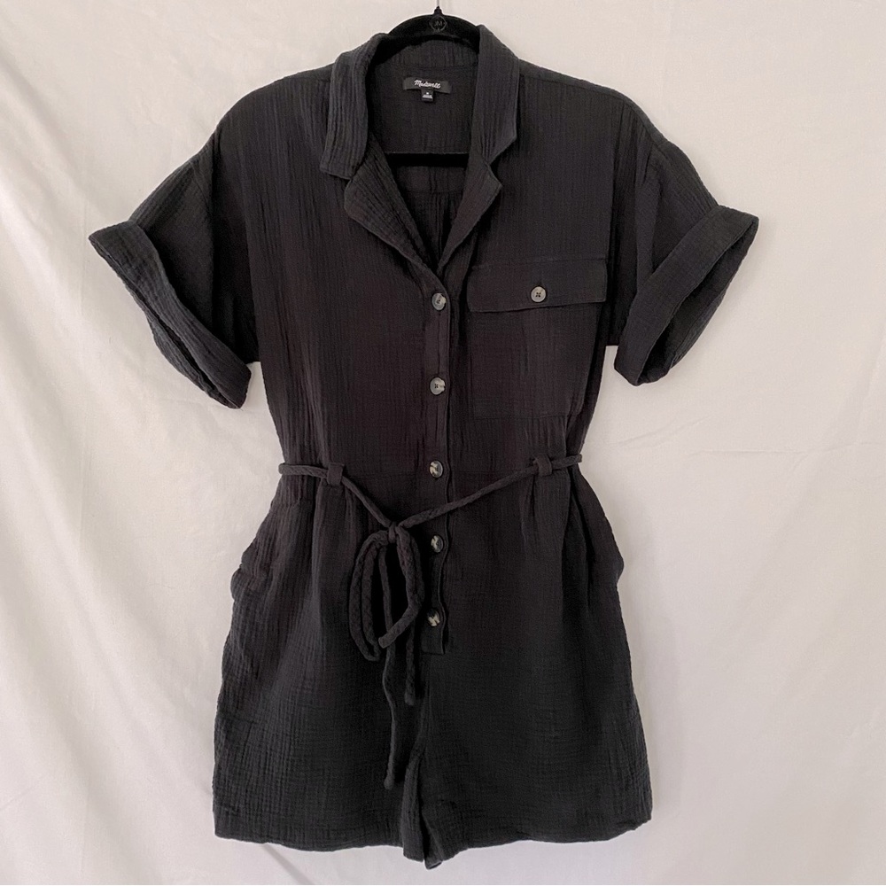 Madewell Lightspun Belted Safari Romper, Size M